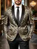 2026 Nova Jaqueta de Terno Jacquard Masculina Slim Fit Lapela com Entalhe Terno Casual Vestido para Performance de Casamento