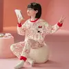 Suéter de Algodón Holgado para Primavera y Otoño para Niños y Niñas de Tallas Mediana y Grande Ropa de Casa Pijamas Pantalones de Manga Larga de Dibujos Animados para Adolescentes