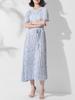 Vestido plisado floral para mujer, otoño 2024, nuevo, suelto, con cordones en la cintura, cuello redondo, jersey, falda plisada de longitud media