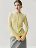 Cardigan de Tricô de Caxemira Básico Estética Colorida Suéter Gola Redonda Lã Color Block Casaco Grosso