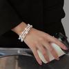 Pulseira Cruzada de Pérola Artificial e Diamante Super Flash Transfronteiriça Exquisite Pulseira de Luxo Leve Pulseira Simples de Moda de Alta Qualidade
