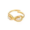 Anillo Europeo y Americano Transfronterizo de Acero Inoxidable Dorado Forma de Perla Exagerado Chapado en Oro 18K Sentido Avanzado Anillo de Acero de Titanio Anillo
