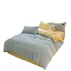 Juego de Cuatro Piezas de Terciopelo de Leche de Invierno, Funda Nórdica de Terciopelo Coral Engrosado de Color Sólido, Juego de Cama de Tres Piezas de Franela