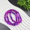 Pulsera de cuentas estilo vintage Shukulai, pulsera de píldoras de cuentas redondas de jade cuarcita morado berenjena, productos de jade y jadeíta para transmisión en vivo
