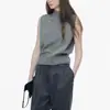Colete de malha macia com gola semi-alta para mulheres 26 Primavera/Outono FW estilo coreano justo simples nicho top colete versátil
