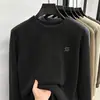Moletom Masculino com Forro de Lã, Espessado, Pesado, Estilo Inverno, Roupa Quente de Lã Tudo-em-Um, Gola Redonda, Pulôver, Lã Alemã, Camiseta Base Masculina Solta