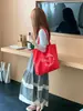 Bolso de Lona Casual Estilo Coreano Literario Ins Simple Estampado de Letras Bolso de Mano Popular Moda Retro Bolso de Hombro para Mujer