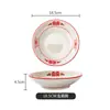 Vajilla de Cerámica Nostálgica, Plato Rojo Doble Felicidad para Hot Pot de Chongqing, Bol Palacio de Nueve Compartimentos, Bol de Postre Antiguo, Bol Pequeño de Vino de Taberna