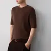 Momeike Cable Knit de Manga Curta de Alta Inteligência para o Dia a Dia Masculino Outono 2026 Nova Malha de Lã Blend Camiseta Masculina 75989