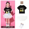 Roupa de performance de cheerleading para o Dia das Crianças, conjunto de manga curta com estampa de desenho animado para jardim de infância, fantasia de performance esportiva para aluno do ensino fundamental