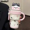 Taza resistente al hielo de acero inoxidable 316, diseño de caricatura, para mujeres, alto atractivo estético, gran capacidad, con popote, aislada, modelo nuevo