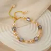 Pulsera de Perlas de Agua Dulce Rosa-Morado para Mujer, Pulsera Dulce y Lujosa de Amatista con Cordón Ajustable, Pulsera de Lujo de Nicho