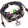 Promoción de bajo precio colgante de estrella de cinco puntas de aleación pulsera de cuero genuino pulsera de cuero de vaca con cuentas al por mayor bienvenido a hacer un pedido