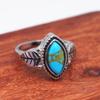 Zhen Rong deseo más vendido anillo vintage turquesa hoja de árbol distinguido marquesa esmeralda teñido negro anillo