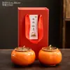 Ruyi de Caqui Fruta de Caqui Tarro de Té Cerámico Tarro Sellado Tarro de Dulces de Boda Caja de Regalo Actividades Manuales Regalos Pequeños
