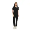 Comercio Exterior Amazon Conjunto de Scrubs Negros Delgados para Doctoras, Bata Quirúrgica para Enfermeras, Conjunto de Ropa de Trabajo Elástica con Cuello en V