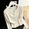 Cárdigan de Punto Bloque de Color Estilo Coreano Primavera/Otoño 2026 Ropa Exterior para Mujer Tacto de Alta Gama Petite Versátil Estilo Corto Top con Temperamento