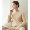 ¡Temperamento elegante! Suéter básico de punto para mujer, color liso, otoño e invierno, 100% cachemira, con cuello semialto, jersey