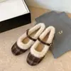 Zapatos de Algodón con Terciopelo Flocado 2026 Plus Zapatos Mary Jane Zapatos Peludos para Mujer Correa Única Estilo Nuevo Color Sólido Invierno Cálido Punta Cuadrada