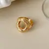 Anillo Nuevo de Nicho Estilo Coreano de Lujo Ligero, Anillo Ancho Vintage de Nicho, Anillo Abierto Ajustable Versátil Personalizado para el Dedo Índice