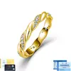 Anillo de Banda Retorcida de Plata S925 con Moissanita para Mujer en Stock, Diseño de Nicho, Anillo de Banda de Lujo Ligero, Venta al por Mayor Directa de Fábrica