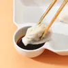 Plato de plástico estilo japonés para dumplings con platillo para vinagre escurridor plato casero para dumplings postre postre plato para sushi repostería comercial al por mayor