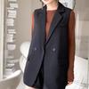 Colete de Alfaiataria High-End com Fenda nas Costas para Mulheres 2025 Primavera & Outono Novo Design Nicho Jaqueta Colete Tendência