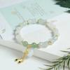 Pulsera de Jade Tianshan Natural Jade Xinjiang Jade de Seda Dorada Jade Blanco Cuentas Redondas Pulsera de Jade Flor Flotante Venta al por Mayor Suministro en Vivo