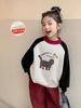 Moletom de Fleece para Meninas Outono e Inverno 2026 Novo Estilo Roupas de Inverno Infantis Top Espesso de Fleece Integrado Desenho Animado Bloqueio de Cores de Inverno