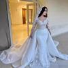 Vestido de Novia de Encaje de Comercio Exterior 2026 Nuevo Estilo Elegante para Novia Estilo Bosque Manga Larga Vestido de Recepción Vestido de Sirena de Alta Gama para Mujer