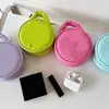 Bolsa de Armazenamento de Nicho Redonda Tridimensional de Pongee Bolsa Redonda Pequena Portátil Fofa Bordada Portátil Armazenamento de Cabo de Dados Batom