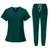 Ropa de Trabajo de Manga Corta Elástica de Secado Rápido Preferencial para Lavar a Mano Ropa de Trabajo Ropa para Lavar a Mano de Mujer Traje Dividido para Quirófano de Hospital