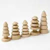 Enfeites de mini árvore de Natal em madeira maciça personalizados em vários estilos, vários designs disponíveis, suporta DIY, preço de fabricante