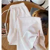 Pantalones de pierna ancha de satén jacquard estilo chino nuevos para mujer talla plus, pantalones rectos delgados de cintura alta sueltos adelgazantes en color albaricoque para verano