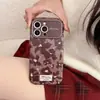 Adecuado para Funda de Teléfono Anticaídas Apple 17 con Textura de Cuero y Ventana Grande, iPhone 16 Pro Max Diseño Floral Marrón Mixto, 15ª Generación, 13