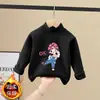Camiseta térmica de forro polar para niña estilo alemán otoño e invierno nueva camiseta de manga larga para niños moda ropa interior para bebé top térmico de cuello semi-alto