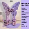 Roxo Grande Gaze Borboleta Kt Board Proposta Aniversário Cena Decoração Flor Artificial Fundo Adereços Malha Festivo