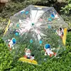 Paraguas de Dibujos Animados para Niños Guardería Estudiantes de Primaria Pegamento Negro Doble Uso Soleado y Lluvia Mango Largo Niño y Niña con Funda Impermeable 3-10 Años