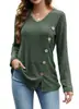 Amazon 2023 Europa y Estados Unidos comercio exterior transfronterizo para mujer otoño e invierno nuevo cuello en V botones división suelto manga larga camiseta top