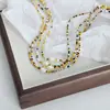 Colar de contas de aço titânio feito à mão, geométrico, pérola de água doce natural, contas de arroz, simples, versátil, moderno para o dia a dia