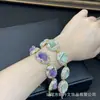Pulsera Nueva de Amatista Natural en Piedra Cruda con Diseño Completo de Incrustaciones de Diamante, Joyería Elegante, Suministro Transfronterizo Europeo y Americano, Venta al por Mayor de Joyería