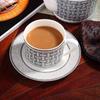 Conjunto de Xícara e Pires para Café em Porcelana Óssea Estilo Europeu Transfronteiriço Xícara para Chá da Tarde Xícara e Pires para Casa Conjunto de Presente para Namoradas Luxo Leve Retrô
