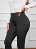 Bestseller Transfronteiriço Calças Leggings de Cintura Alta com Forro de Lã para Mulheres, Calças de Yoga Quentes Ajustadas para Outono/Inverno, Bolsos Elásticos, Calças Longas de Lã de Cordeiro