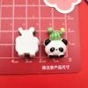 Rosto Animado Brilhante Pote Panda Filhote Coelho Gato Acessórios de Resina DIY Capa de Celular Adorno de Cabeça Prendedor de Cabelo Adesivo de Geladeira