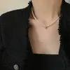 Cadena para Clavícula Elegante y Suave Collar con Perlas Corazón de Chica Versátil Gargantilla Collar Suave con Perlas Redondas Collar