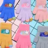 Luvas de Outono e Inverno para Crianças, Meninos e Meninas, Luvas de Lã Tricotadas Fofas de Cinco Dedos para Ciclismo, Luvas Quentes e Anticongelantes