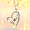 Collar con colgante de corazón de amor, cadena de clavícula de plata, joyería de plata, colgante de corazón Mori