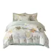 Juego de cuatro piezas de ropa de cama para dormitorio de tela cepillada ecológica 100% algodón con estampado de estilo pastoral, funda de edredón 100% algodón, juego de tres piezas de alta estética para dormitorio