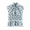 Verão 2026 Nova Moda de Rua Europeia e Americana Transfronteiriça Feminina XX12405 38 Camisa Listrada Decorada com Laço 3