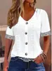 Moda Femenina Transfronteriza Primavera/Verano 2025 Estación Independiente de Amazon Europea y Americana Nueva Camiseta Jacquard Hueco Cuello en V Botón Encaje Patchwork